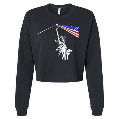 Usa Statue Of Liberty 4th Of July Novelty Funny Patriotic Cropped Pullover Crew