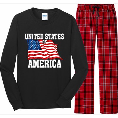 United States Of America Us Flag 4th Of July Gift Long Sleeve Pajama Set