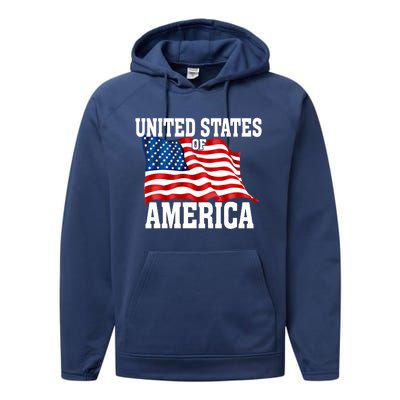 United States Of America Us Flag 4th Of July Gift Performance Fleece Hoodie