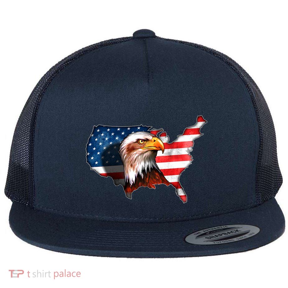 United States Of America Bald Eagle Flat Bill Trucker Hat