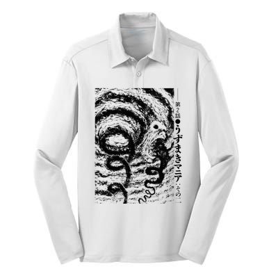 Uzumaki Spiral Obsession Swirl Silk Touch Performance Long Sleeve Polo