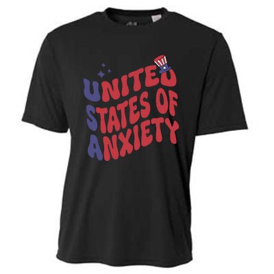 United States of Anxiety Sarcastic USA 4th of July Cooling Performance Crew T-Shirt