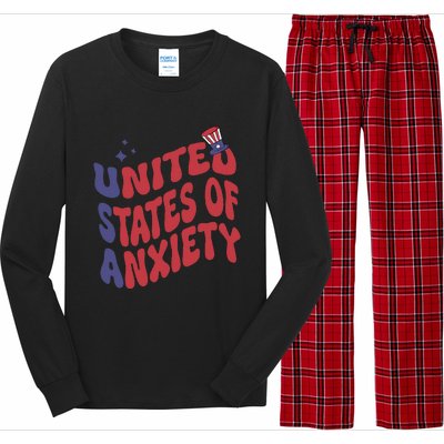 United States of Anxiety Sarcastic USA 4th of July Long Sleeve Pajama Set