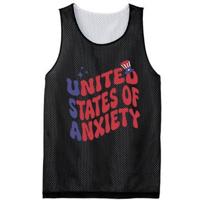 United States of Anxiety Sarcastic USA 4th of July Mesh Reversible Basketball Jersey Tank