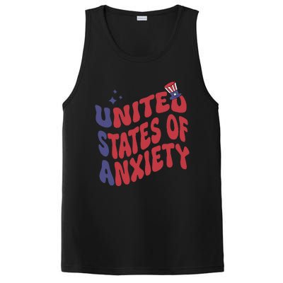 United States of Anxiety Sarcastic USA 4th of July PosiCharge Competitor Tank