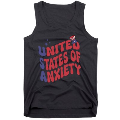 United States of Anxiety Sarcastic USA 4th of July Tank Top