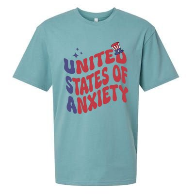 United States of Anxiety Sarcastic USA 4th of July Sueded Cloud Jersey T-Shirt