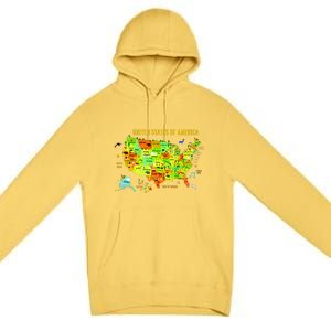 United States Of America Colorful Illustration Premium Pullover Hoodie