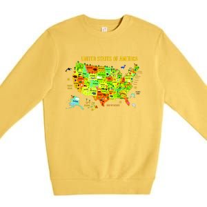 United States Of America Colorful Illustration Premium Crewneck Sweatshirt