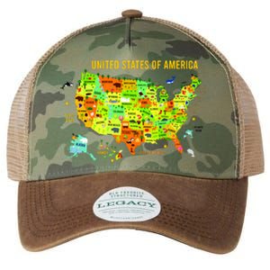 United States Of America Colorful Illustration Legacy Tie Dye Trucker Hat