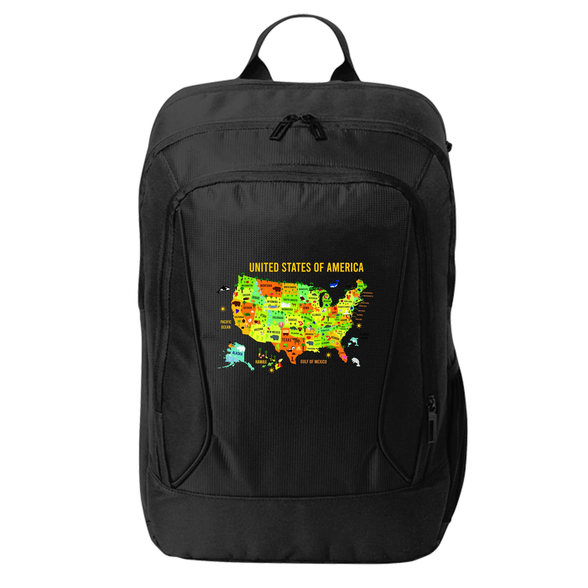 United States Of America Colorful Illustration City Backpack