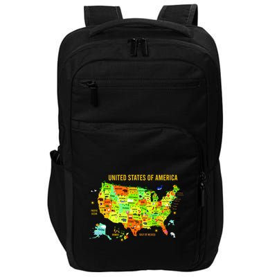 United States Of America Colorful Illustration Impact Tech Backpack
