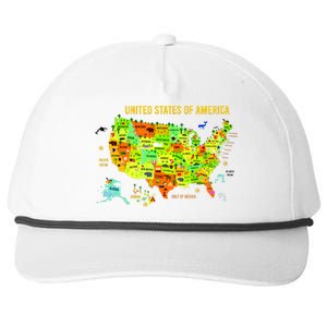 United States Of America Colorful Illustration Snapback Five-Panel Rope Hat