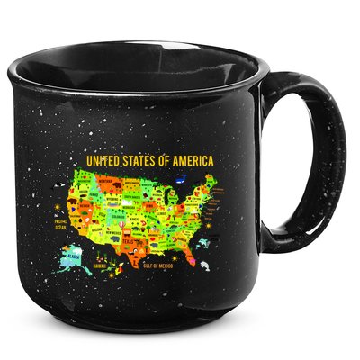United States Of America Colorful Illustration 15oz Campfire Ceramic Mug