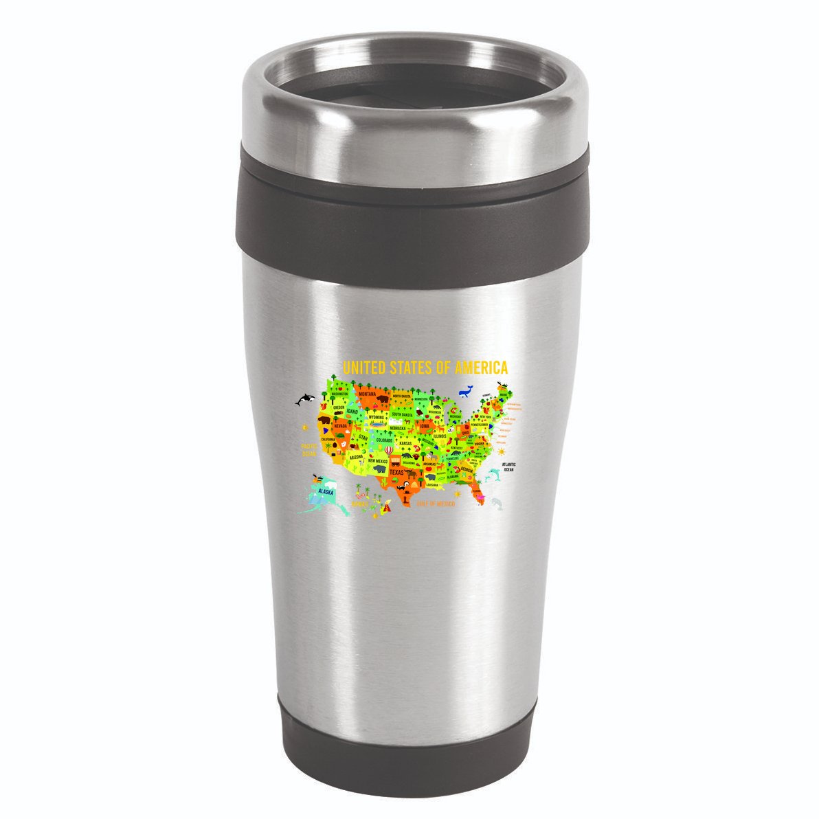 United States Of America Colorful Illustration 16oz Travel Tumbler