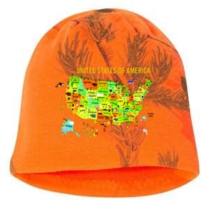 United States Of America Colorful Illustration Kati - Camo Knit Beanie