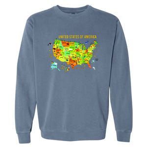 United States Of America Colorful Illustration Garment-Dyed Sweatshirt