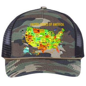 United States Of America Colorful Illustration Retro Rope Trucker Hat Cap