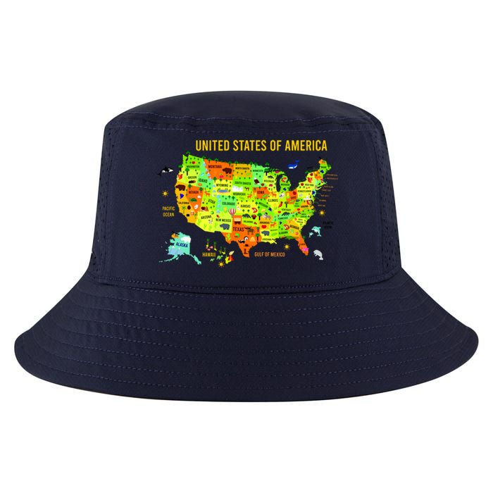 United States Of America Colorful Illustration Cool Comfort Performance Bucket Hat