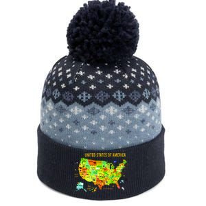 United States Of America Colorful Illustration The Baniff Cuffed Pom Beanie