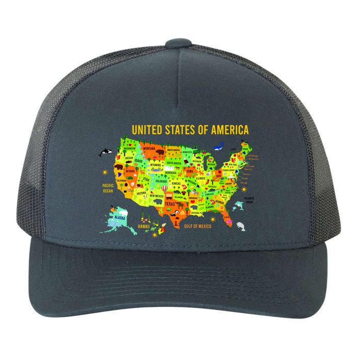 United States Of America Colorful Illustration Yupoong Adult 5-Panel Trucker Hat