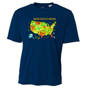 United States Of America Colorful Illustration Cooling Performance Crew T-Shirt