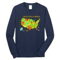 United States Of America Colorful Illustration Long Sleeve Shirt