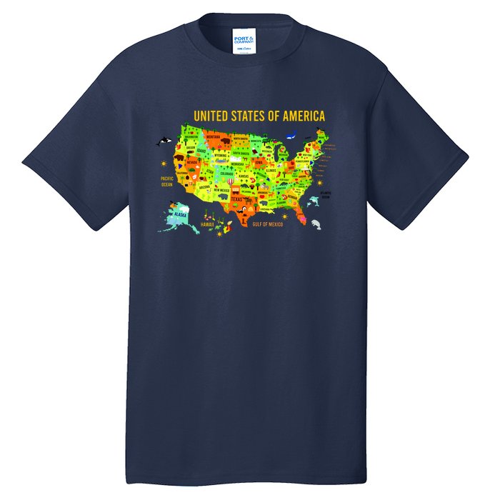 United States Of America Colorful Illustration Tall T-Shirt