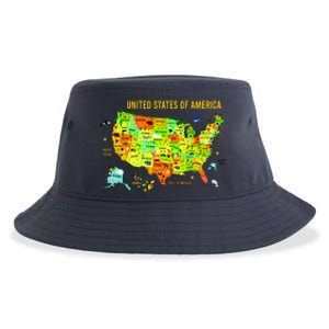 United States Of America Colorful Illustration Sustainable Bucket Hat