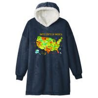 United States Of America Colorful Illustration Hooded Wearable Blanket