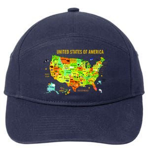 United States Of America Colorful Illustration 7-Panel Snapback Hat