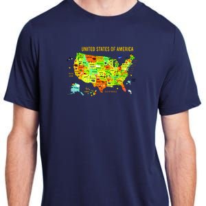 United States Of America Colorful Illustration Adult ChromaSoft Performance T-Shirt