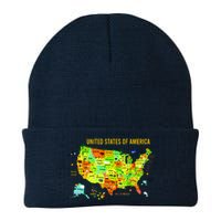 United States Of America Colorful Illustration Knit Cap Winter Beanie