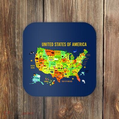United States Of America Colorful Illustration Coaster