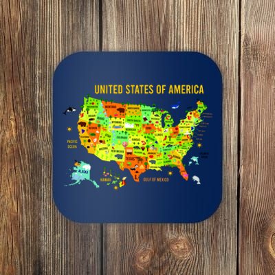 United States Of America Colorful Illustration Coaster