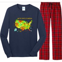 United States Of America Colorful Illustration Long Sleeve Pajama Set