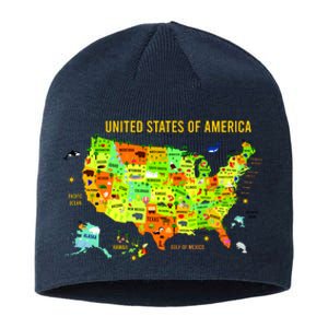 United States Of America Colorful Illustration Sustainable Beanie