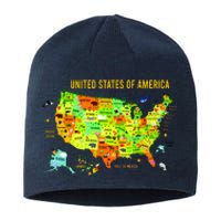 United States Of America Colorful Illustration Sustainable Beanie