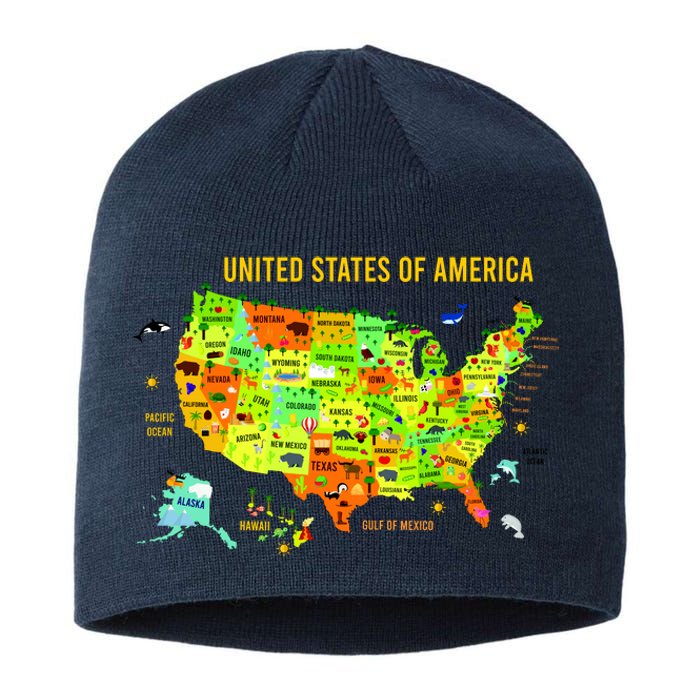 United States Of America Colorful Illustration Sustainable Beanie