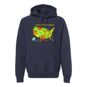 United States Of America Colorful Illustration Premium Hoodie