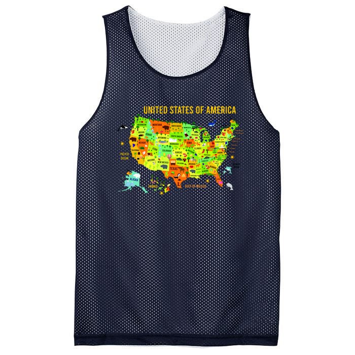 United States Of America Colorful Illustration Mesh Reversible Basketball Jersey Tank