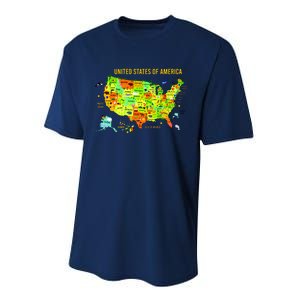 United States Of America Colorful Illustration Performance Sprint T-Shirt