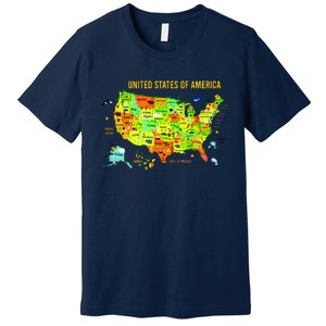 United States Of America Colorful Illustration Premium T-Shirt