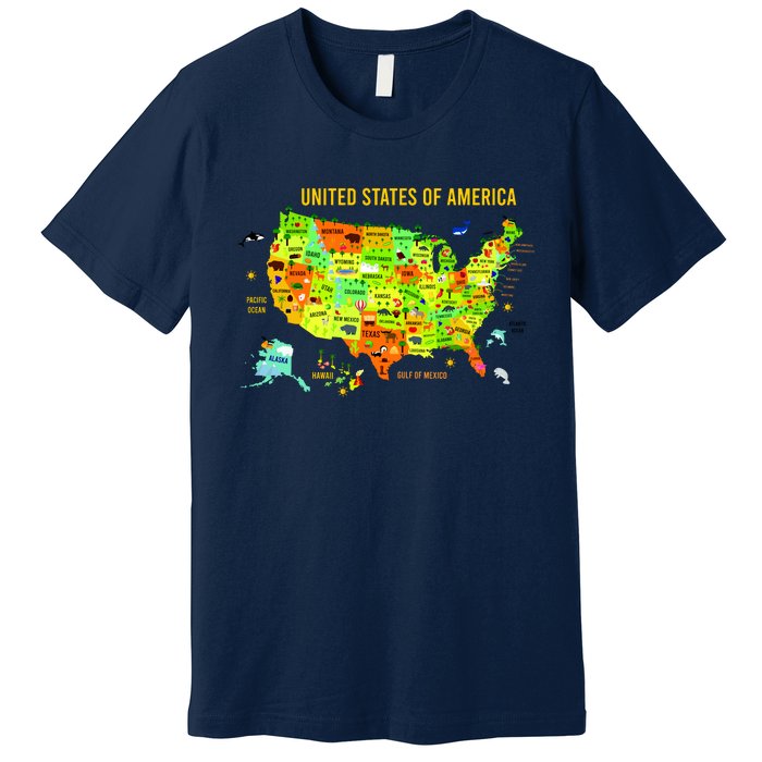 United States Of America Colorful Illustration Premium T-Shirt