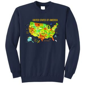 United States Of America Colorful Illustration Tall Sweatshirt