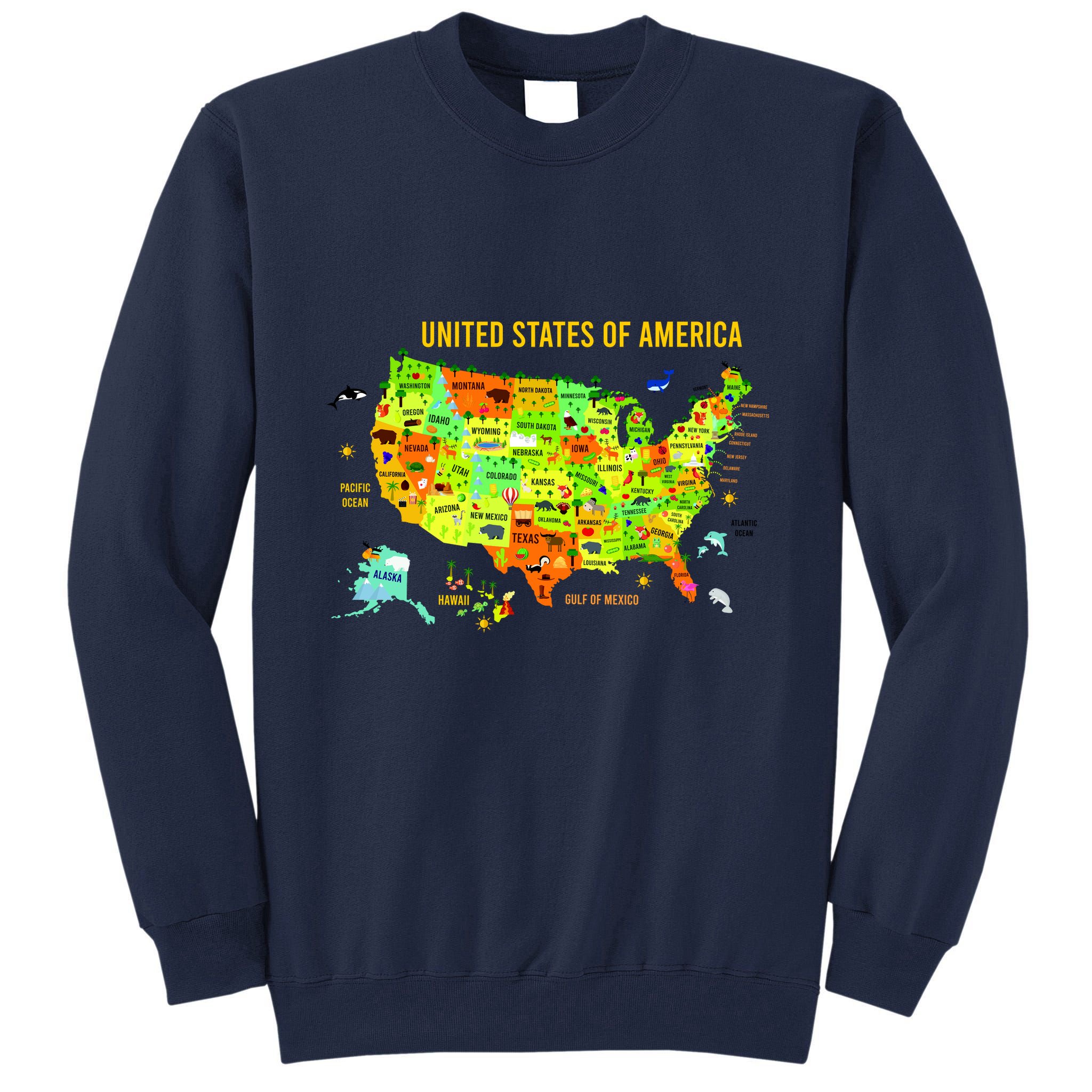 United States Of America Colorful Illustration Tall Sweatshirt