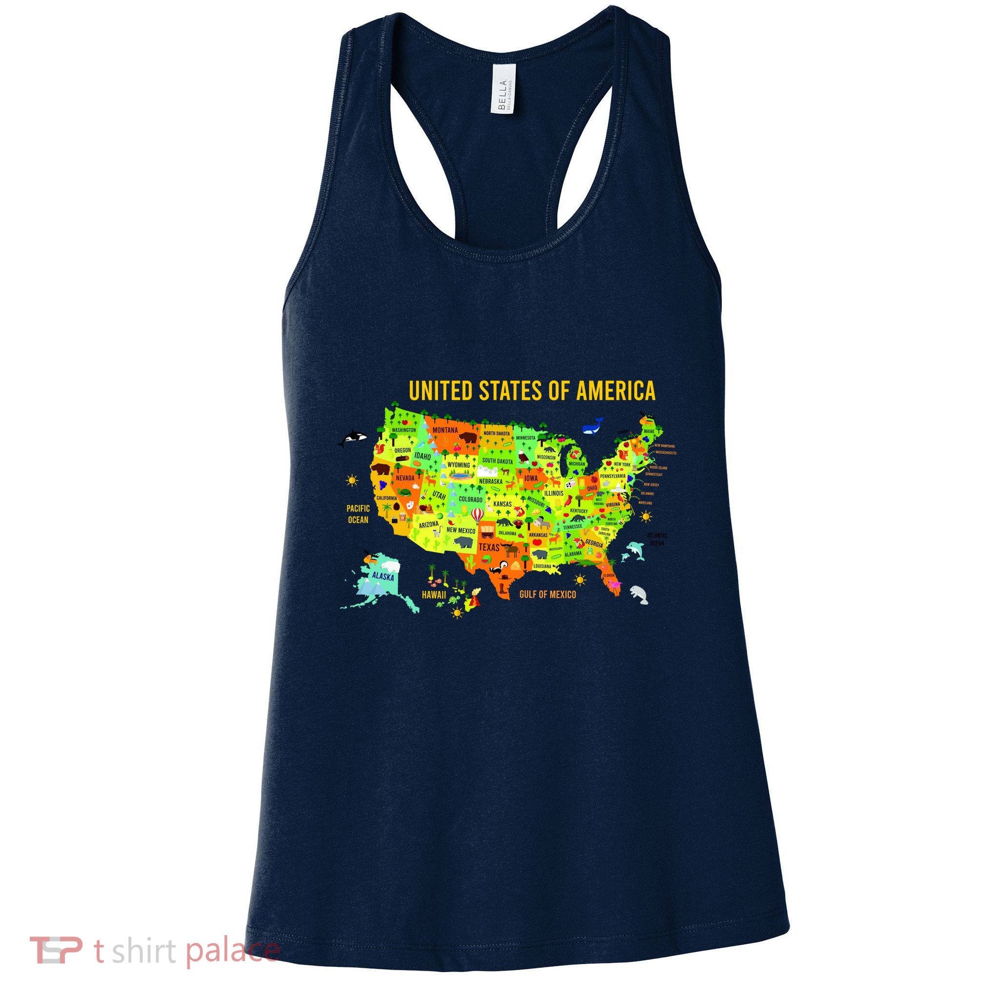 United States Of America Colorful Illustration Womens Tank Top