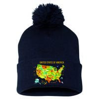 United States Of America Colorful Illustration Pom Pom 12in Knit Beanie