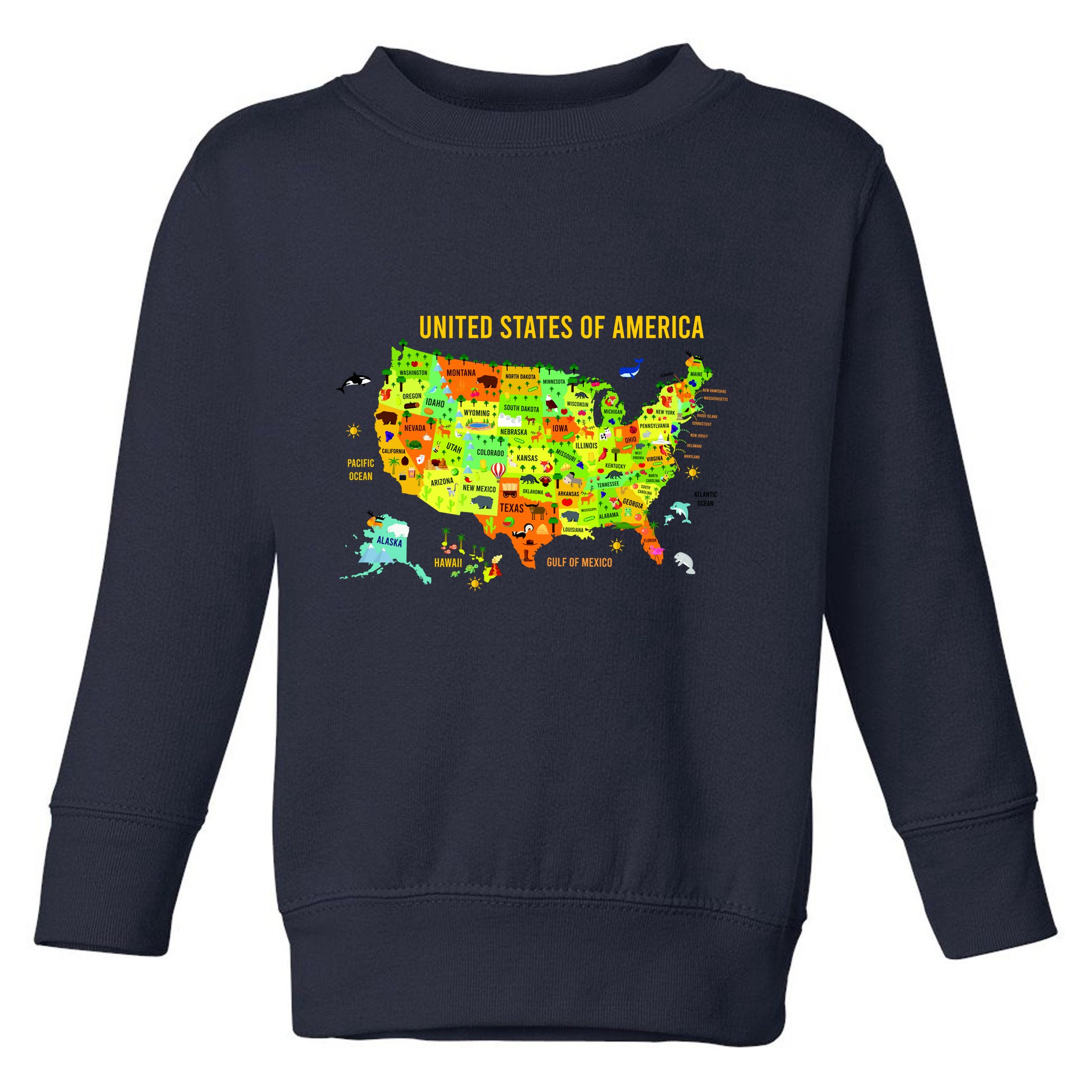United States Of America Colorful Illustration Toddler Sweatshirt