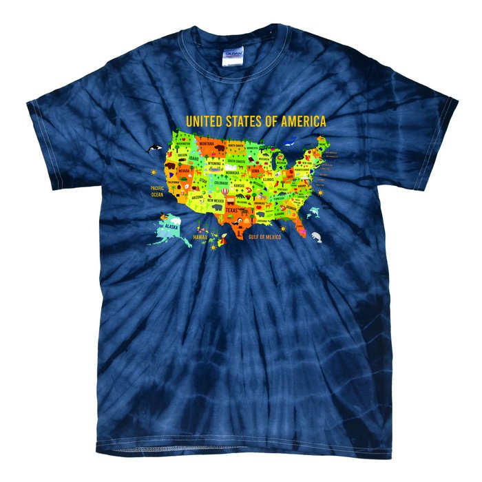 United States Of America Colorful Illustration Tie-Dye T-Shirt